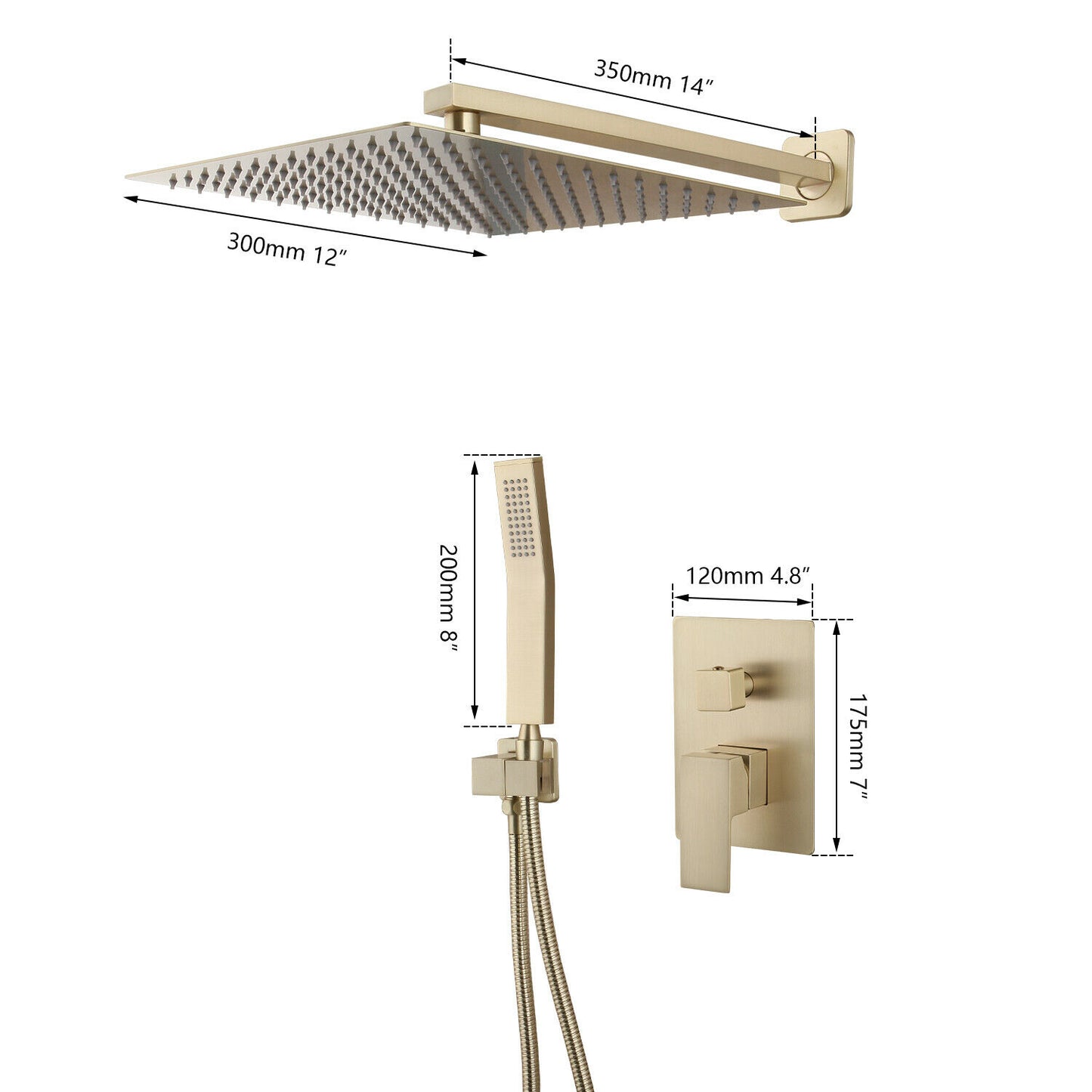Dusche aus gebürstetem Gold