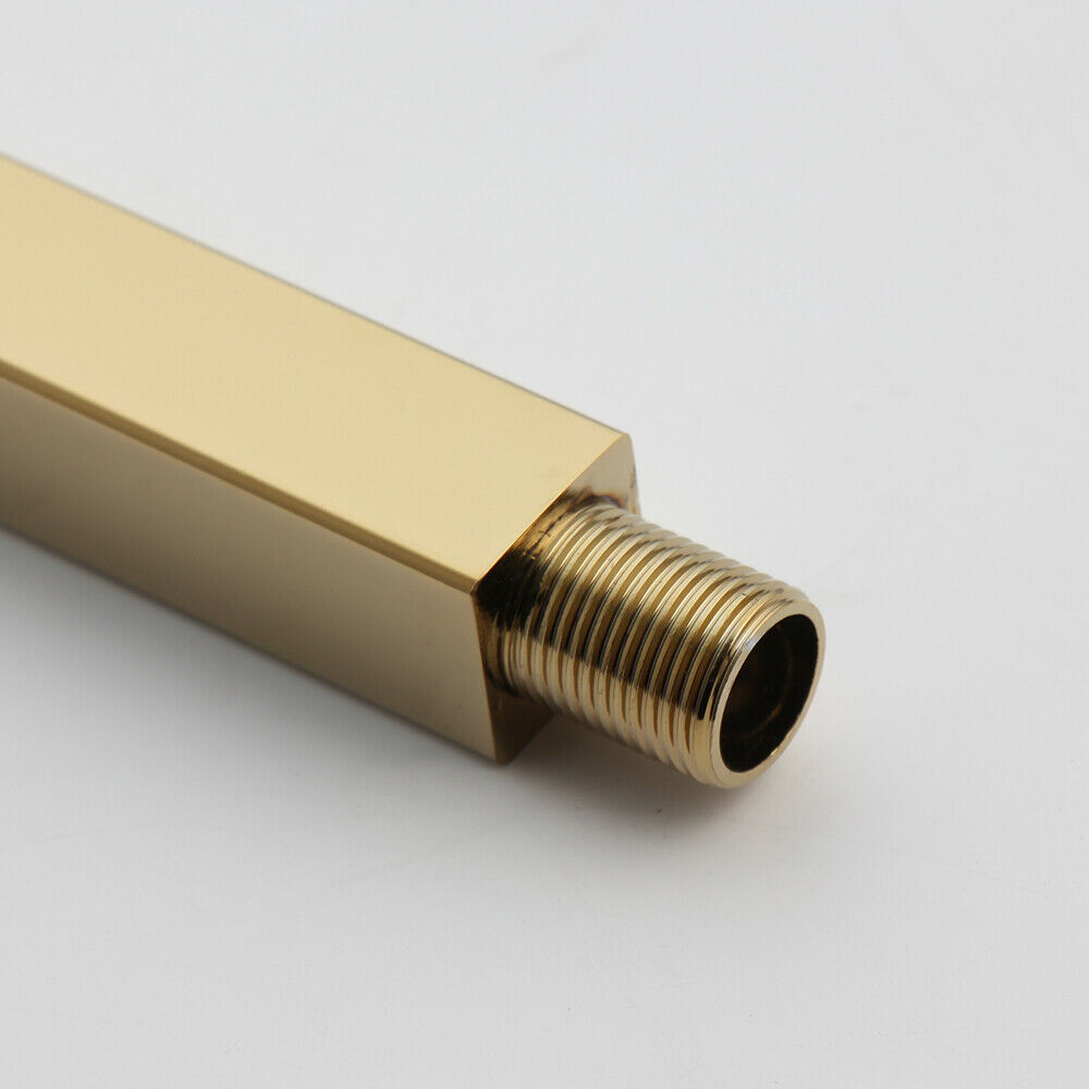 Gold-colored ceiling shower arm