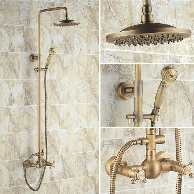 Nostalgische bronzen opbouw doucheset