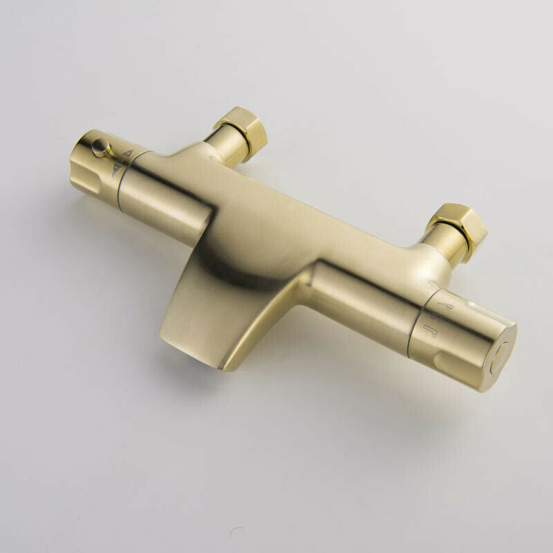Brushed gold thermostatic bath tap