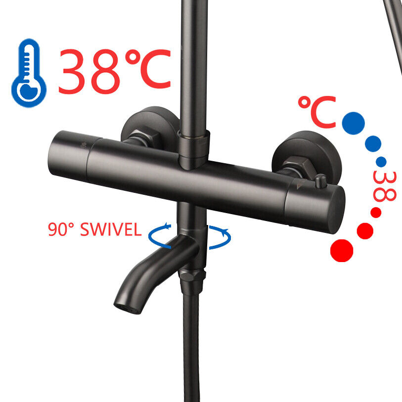 badkraan gun metal regendoucheset