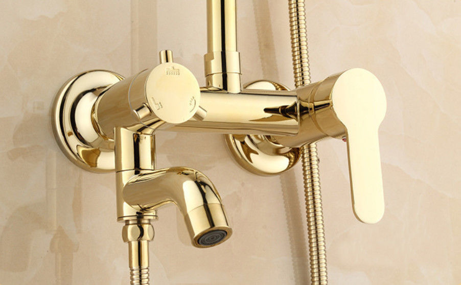 Golden surface-mounted shower