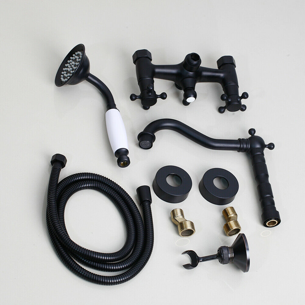 Matt black tap with hand shower