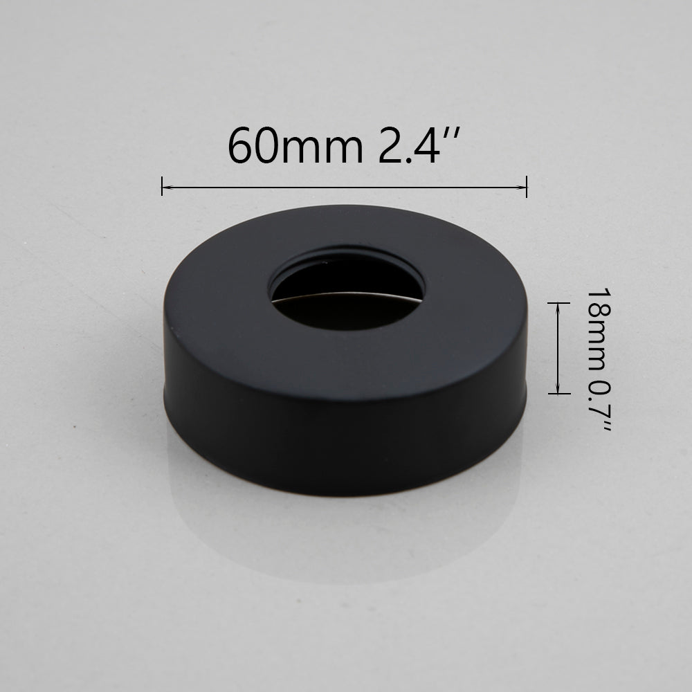 Kraanrozet zwart met maatvoering zichtbaar