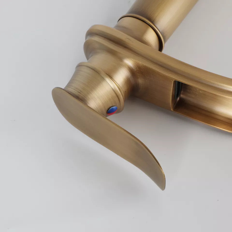 Bronze colored waterfall washbasin tap mixer tap