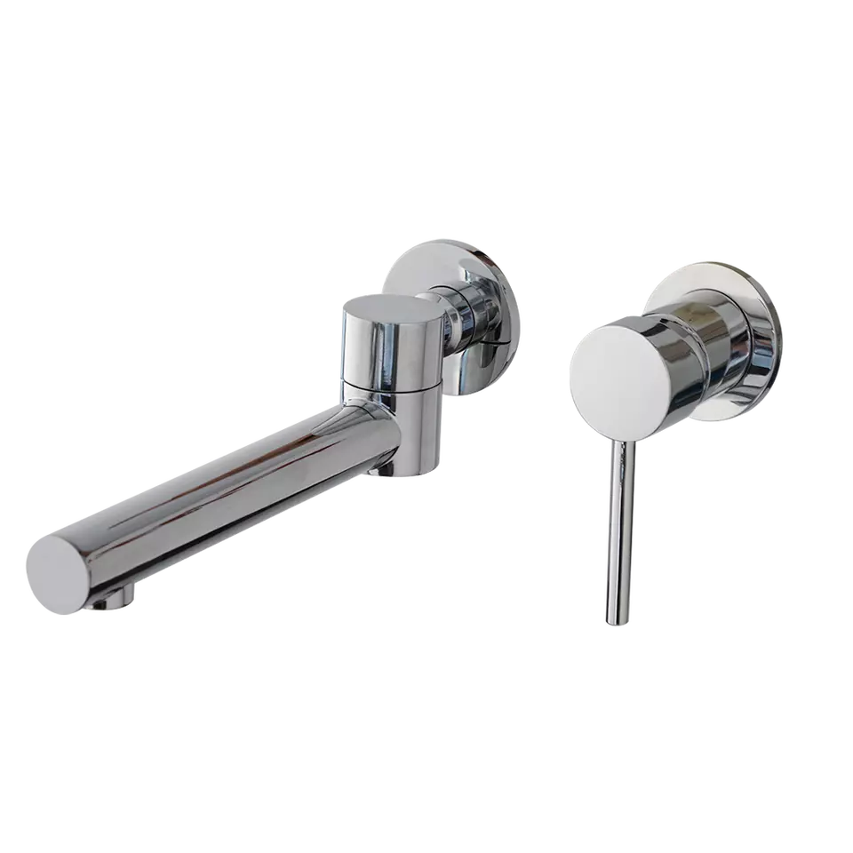 Chrome Swivel Wall Tap - Mixer Tap for Hot and Cold Water