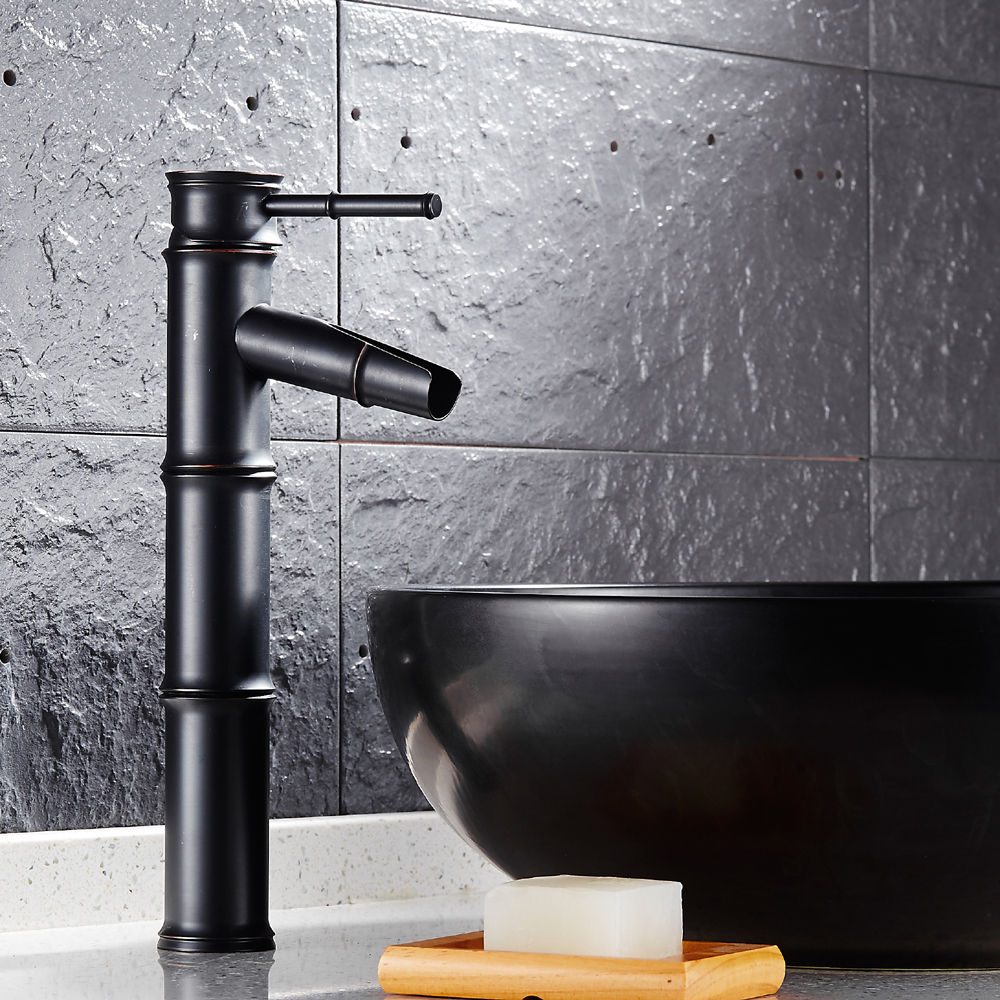 Bamboo style washbasin faucet Classic model rubbed oil bronze