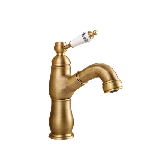 Landelijke wastafelkraan met uittrekbare sproeikop – bronskleur