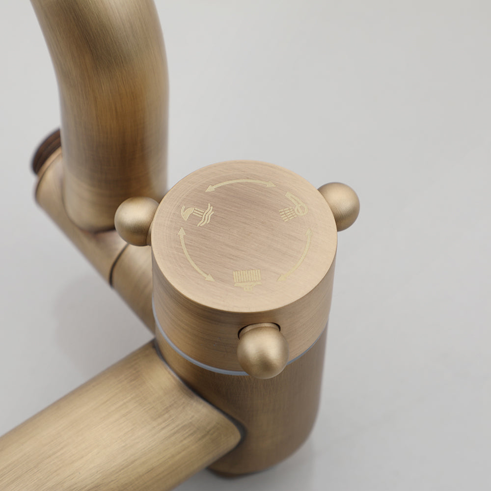 bronskleurige nostalgische douchekraan