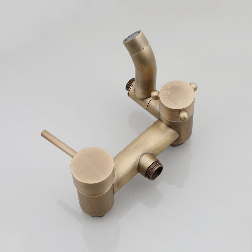 bronskleurige nostalgische douche met badkraan