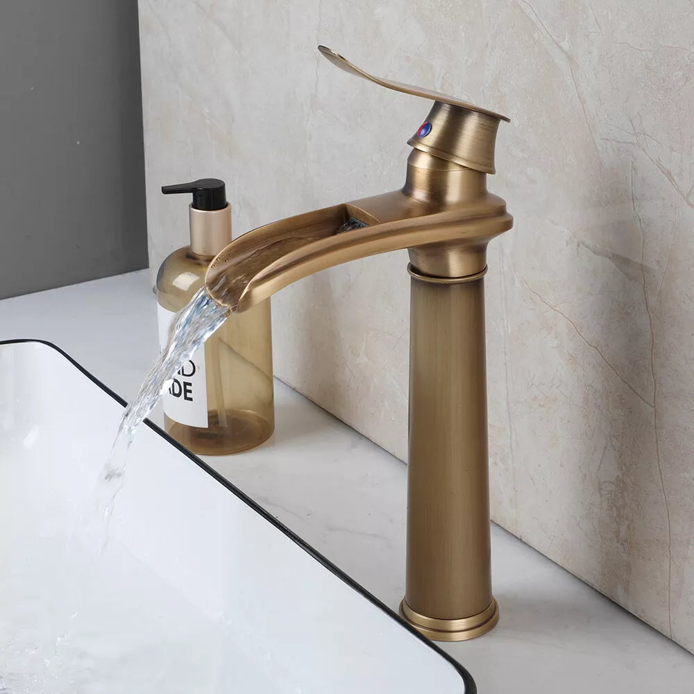 Bronze colored waterfall washbasin tap mixer tap