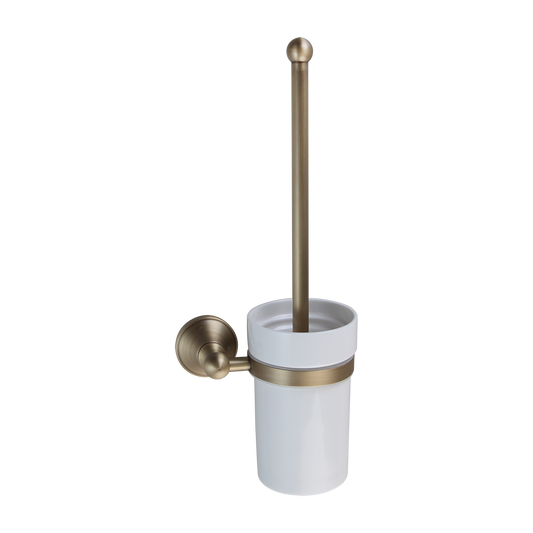 Toilettenbürstenhalter, Antik-Bronze-Optik, mit weißer Keramikschale