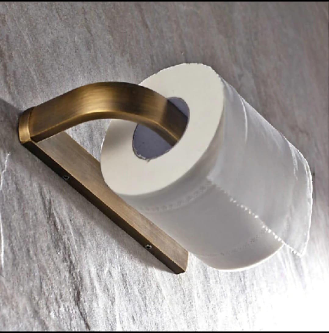 bronze-colored toilet roll holder