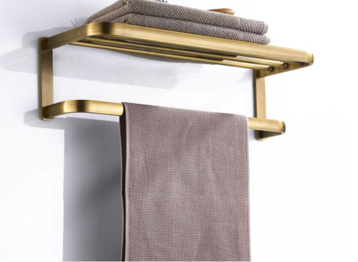 Bronze-colored towel rack
