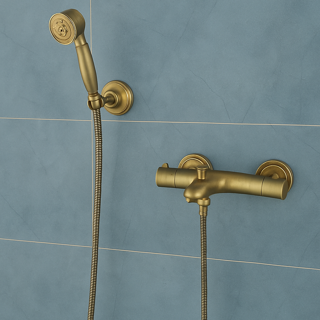 Brons badkraan thermostatisch uniek