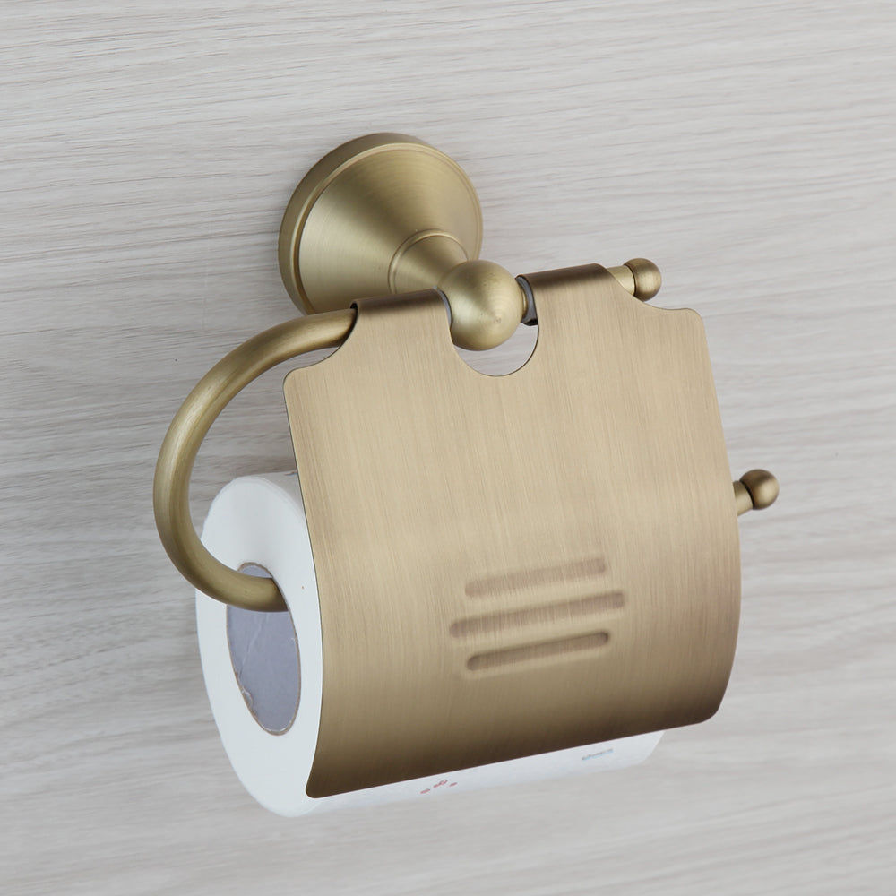 WC rol houder brons antiek uitvoering