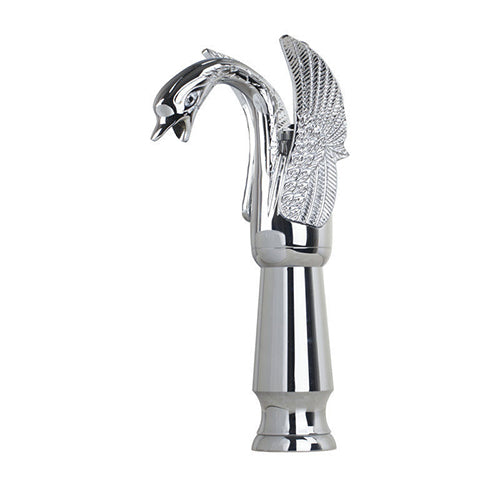 Elegante Chroom Wastafelkraan in de Vorm van een Sierlijke Zwaan