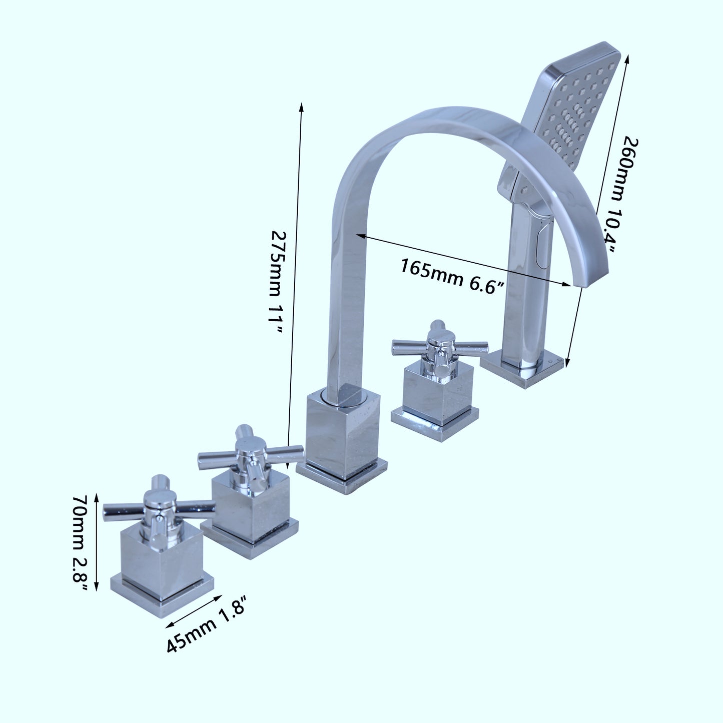 5-teilige Wannenarmatur zur Wannenrandmontage, Chrom