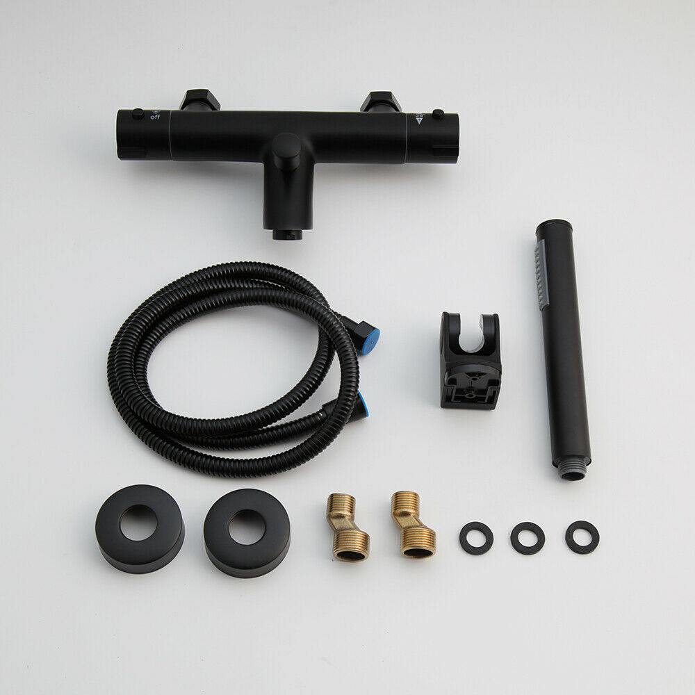 Black thermostatic bath tap