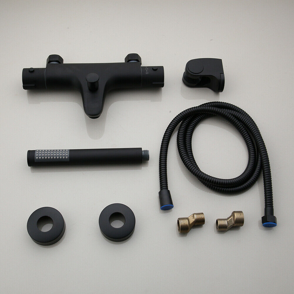 complete set zwarte thermostatische badkraan