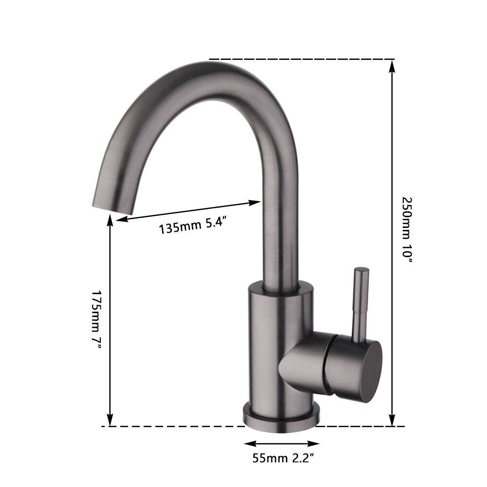 details gun metal wastafelkraan