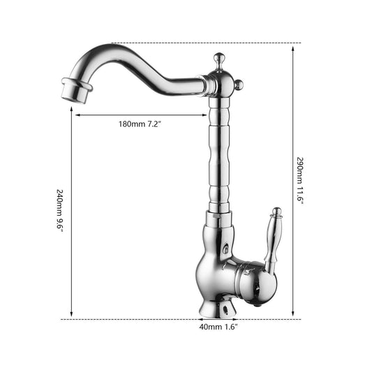 Chrome mixer tap with a rustic look