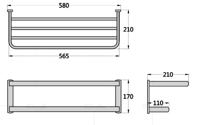 Bronze-colored towel rack