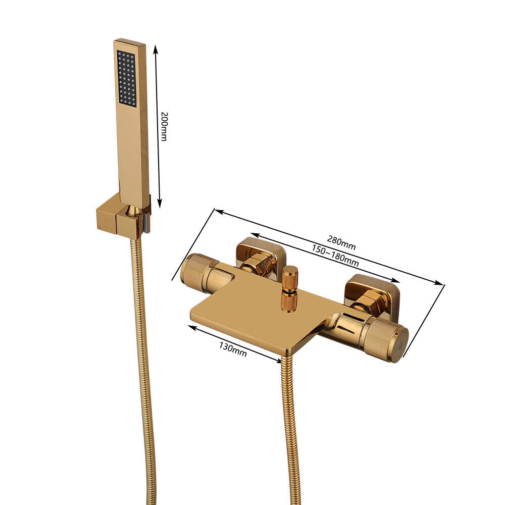 Goldfarbene Wasserfall-Badewannenarmatur