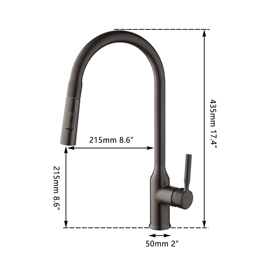 Elegante Gun Metal keukenkraan met uittrekbare sproeikop
