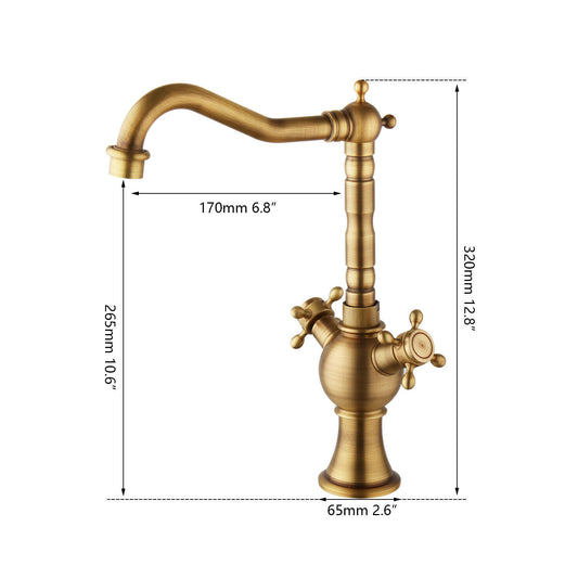 Country-style high bronze-colored mixer tap