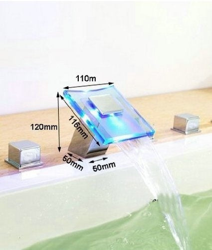 3-teilige LED-Chrom-Wannenarmatur zur Montage am Wannenrand