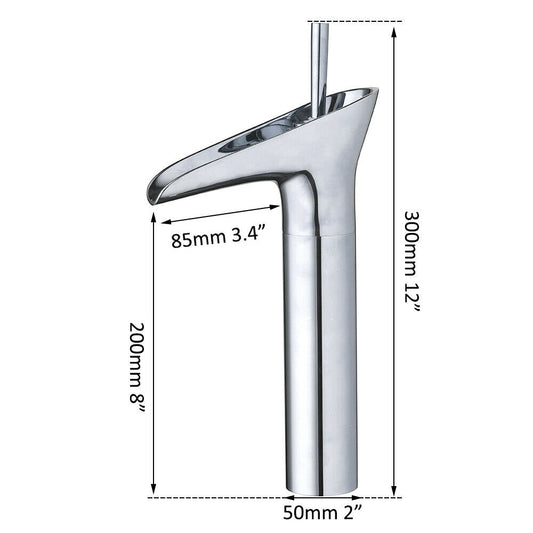 Chrome waterfall faucet