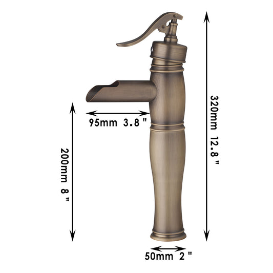Bronze colored waterfall mixer tap