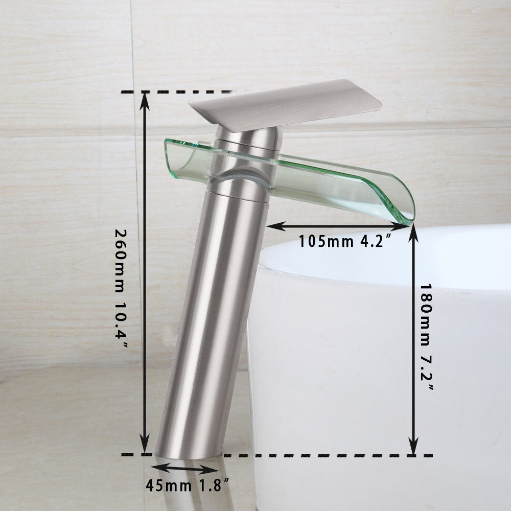 Wasserfall-Mischbatterie Nickel gebürstet