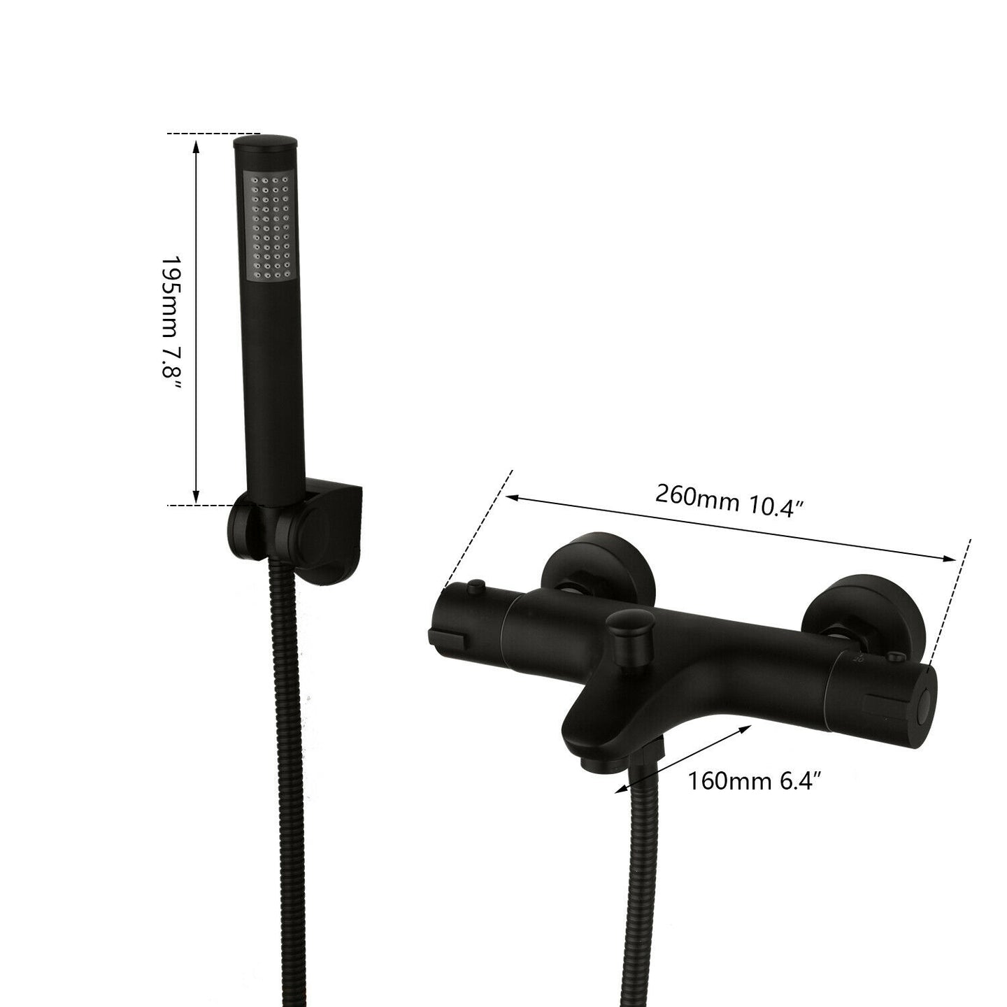 details zwarte thermostatische badkraan