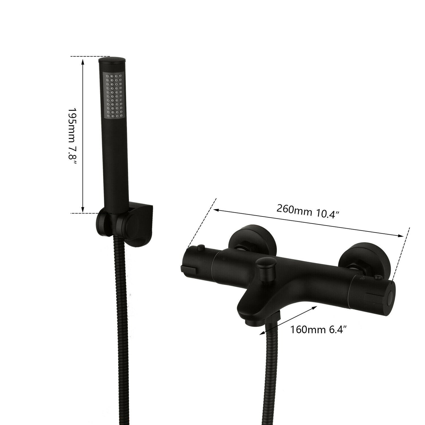 details zwarte thermostatische badkraan