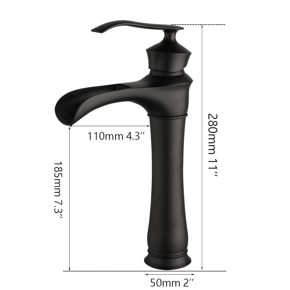 Black washbasin waterfall tap for your bathroom