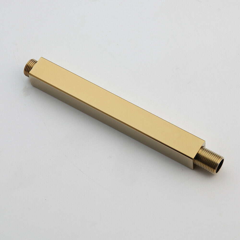Gold-colored ceiling shower arm