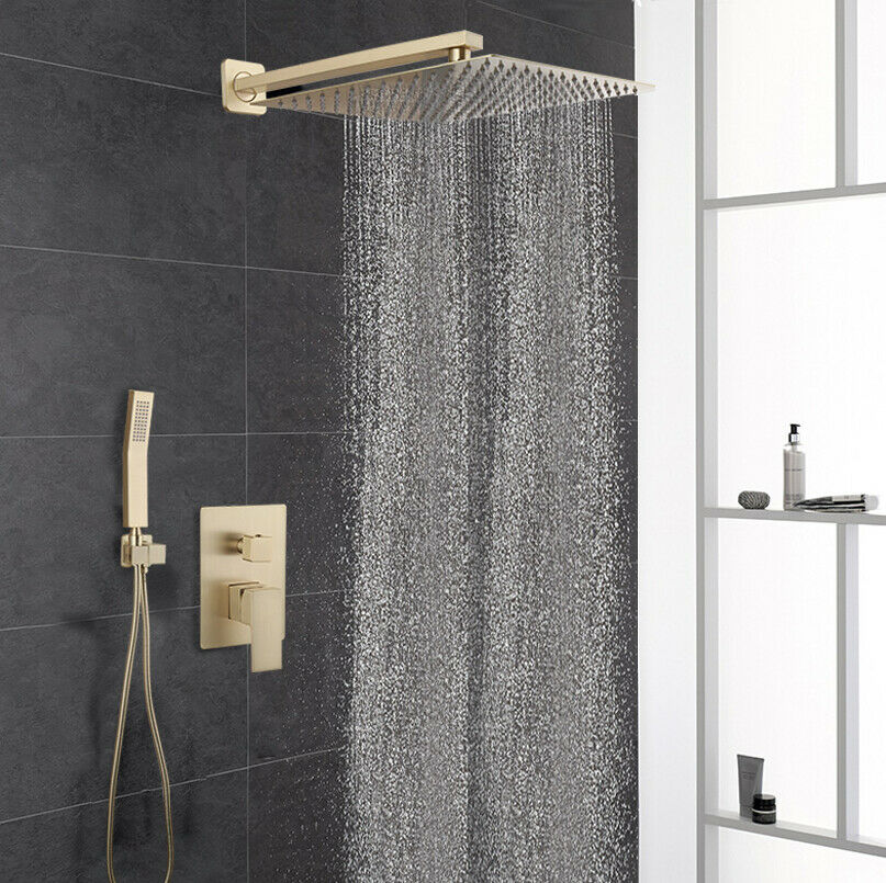 Brushed gold built-in shower