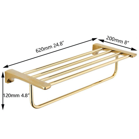 Gold-colored bathroom rack