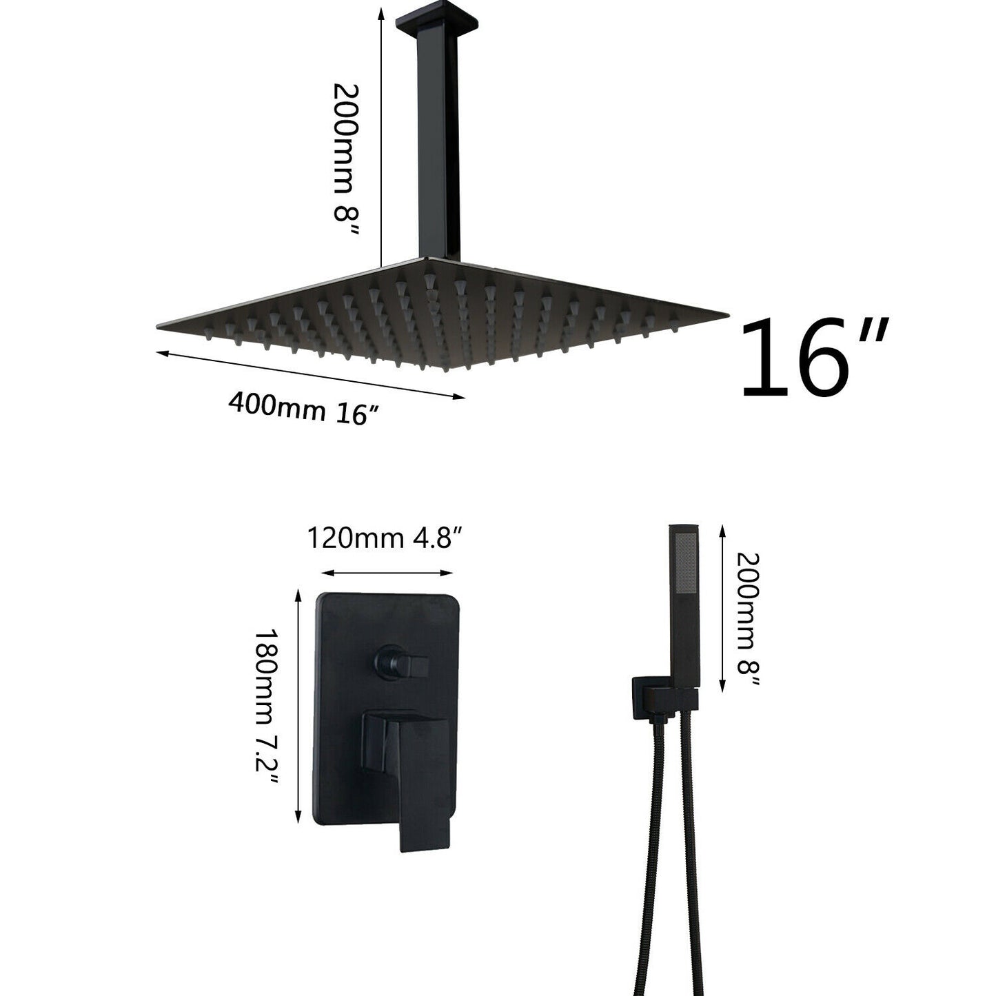 Black ceiling shower