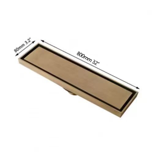 Bronze-colored shower drain 80cm with odor trap