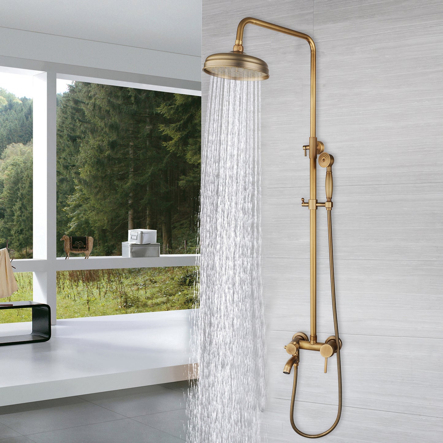 elegante bronskleurige douche