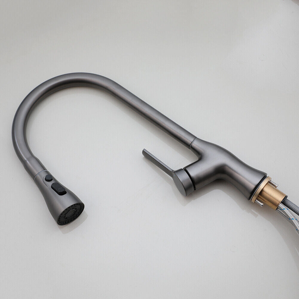 Kitchen faucet gun metal with pull-out spray head