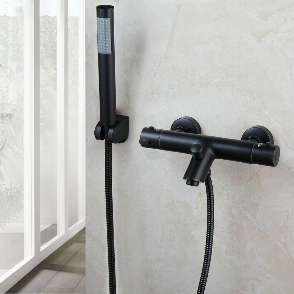 Black thermostatic bath tap