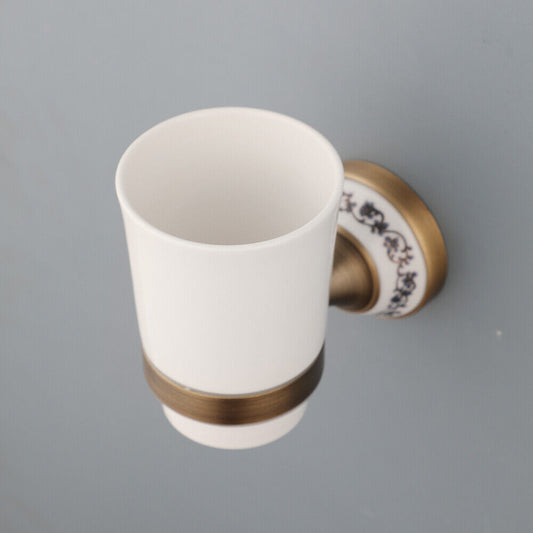Bronze colored toothbrush cup holder