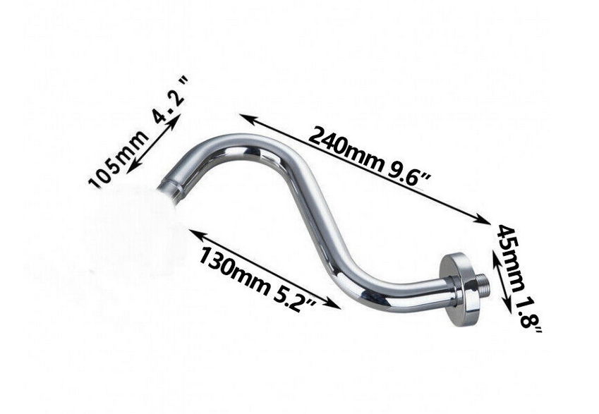 Curved chrome shower rod / shower arm 240 mm