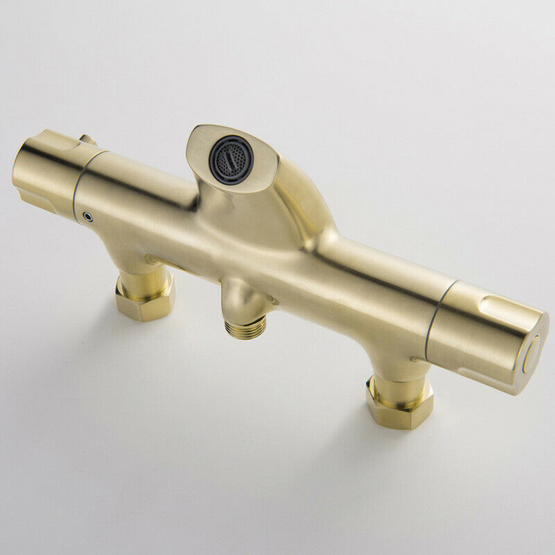 Brushed gold thermostatic bath tap