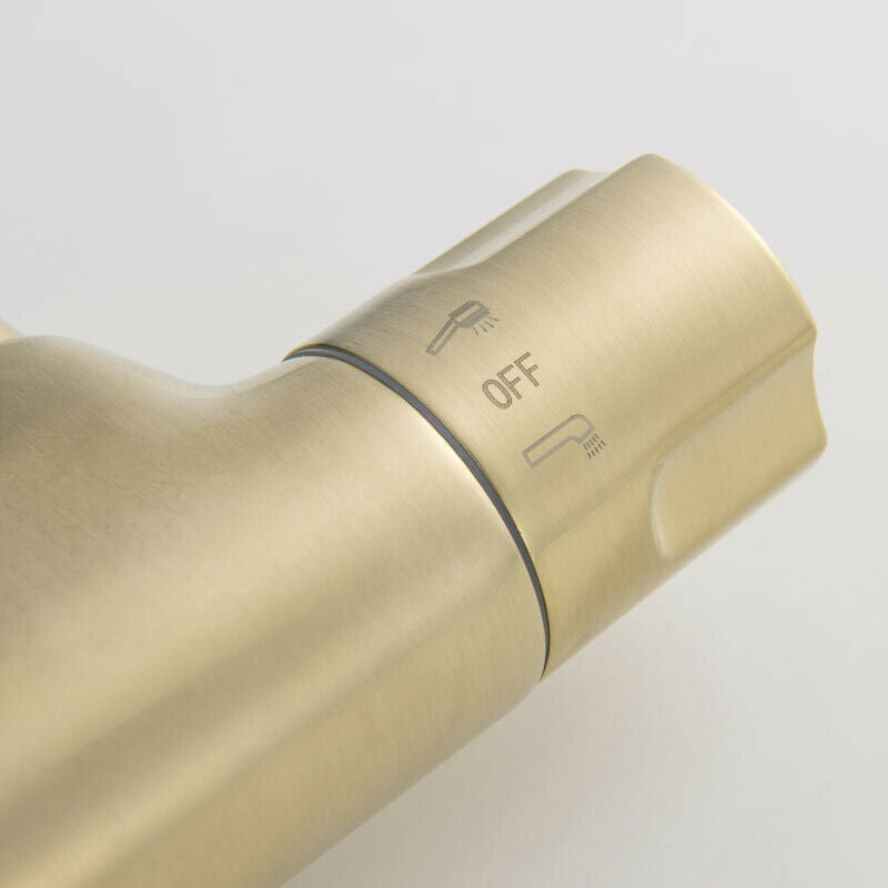 Brushed gold thermostatic bath tap