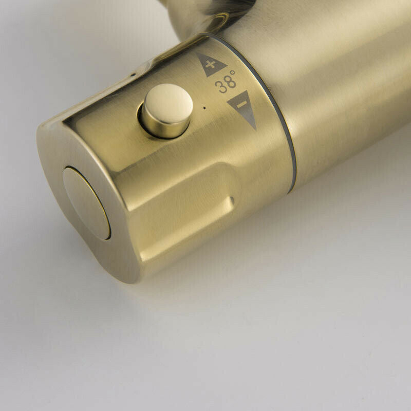 Brushed gold thermostatic bath tap